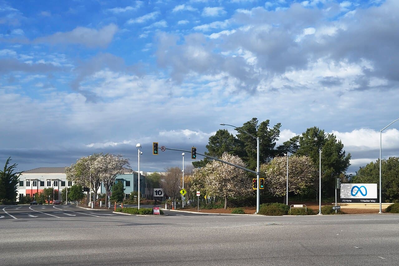 Meta Platforms headquarters sign in Menlo Park, California