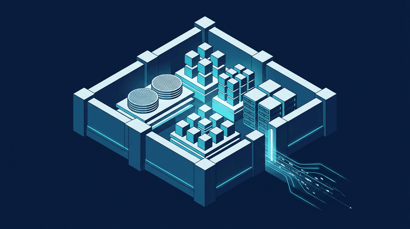Concept diagram of China's AI export controls as layers: model weights and code, agents, chip designs and large compute clusters inside a guarded boundary, with API access passing through an open gate